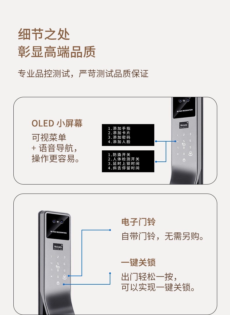 OLED menu and voice guidance