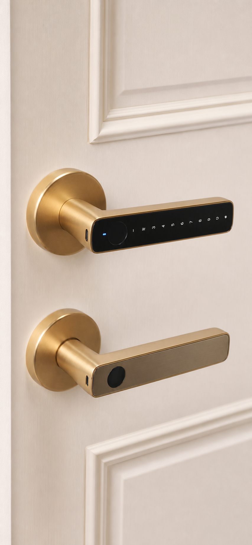 Gold indoor fingerprint lever lock