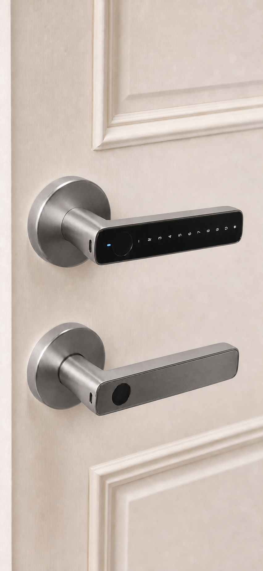 Titanium silver indoor fingerprint lever lock