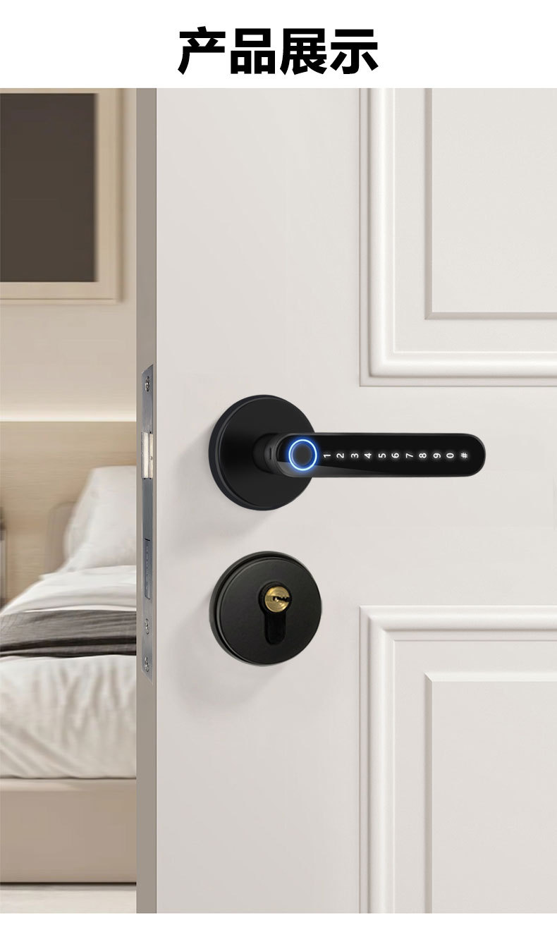 Supplier illustration of the black lever lock on a bedroom door