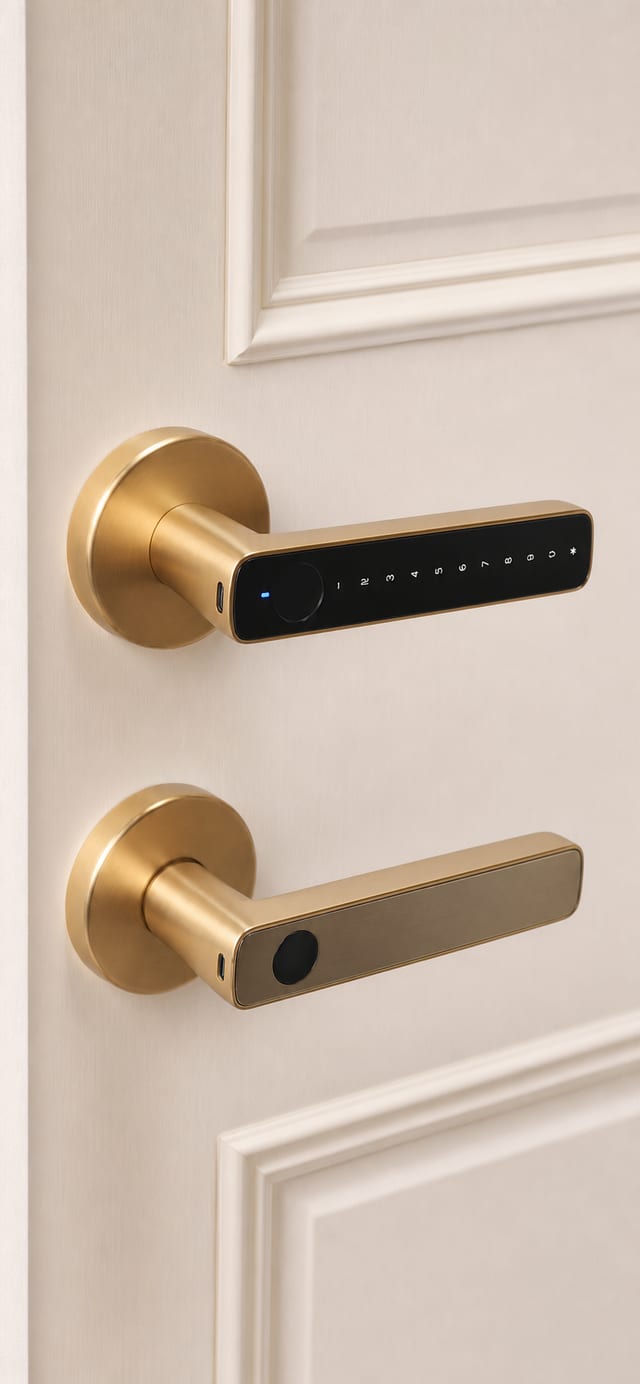 Gold indoor fingerprint lever lock